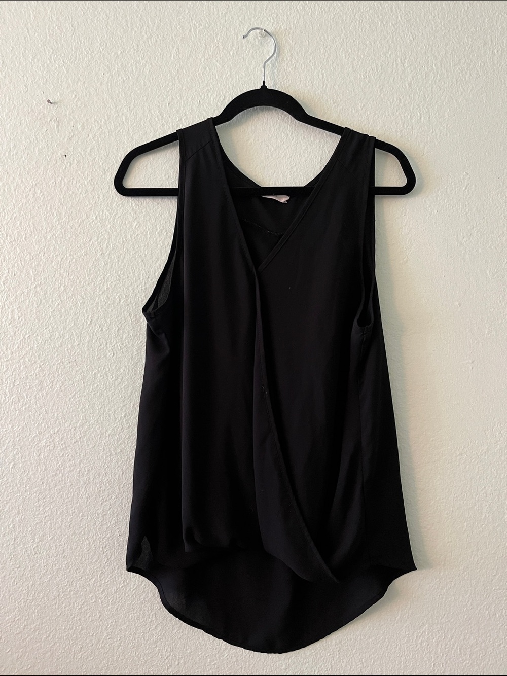 Lush Black Sleeveless Wrap Front Tank Top - Women